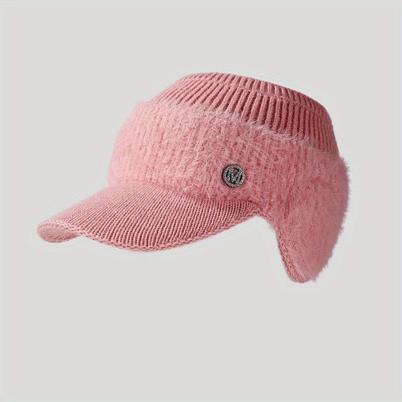 New Women Winter Hat Streetwear Faux Fur Warm Ponytail Cap Fashion Decorate Beanie Hat For Female Casual Earflap Knitted Hat