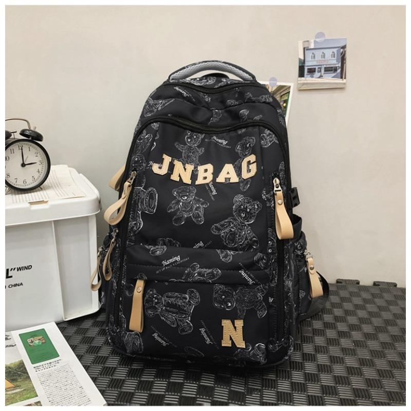 Wind bear schoolbag female junior high school student large capacity backpack college student cool light backpack