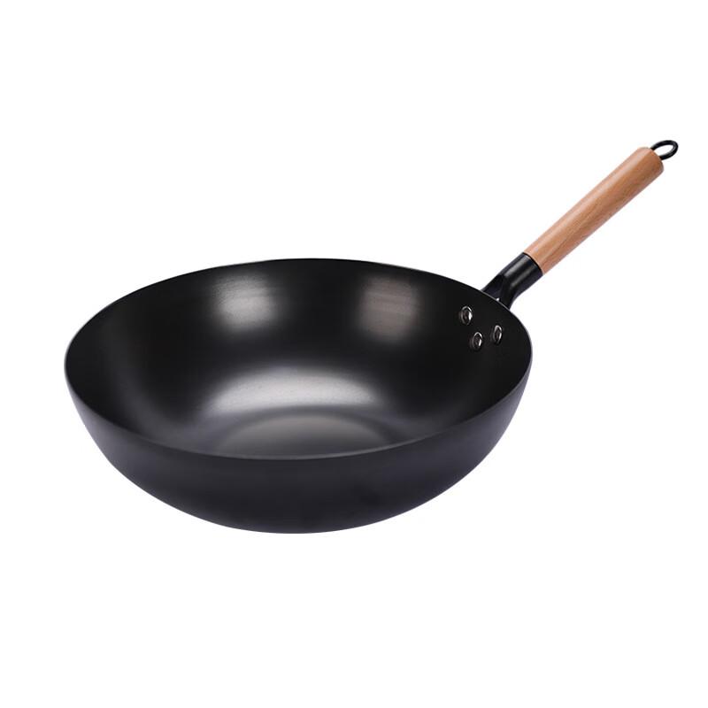Wutuo 34cm Raffinierter Eisen Wok mit flachem Boden