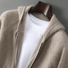 Herren Kapuzen-Reißverschluss-Strickjacke aus reiner Wolle - Dicker Strickpullover-Mantel für Freizeit oder Business