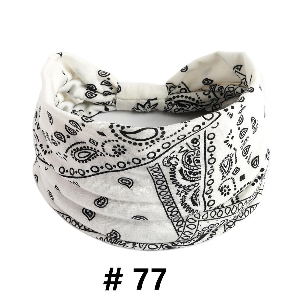 Cashew Print Headbands for Women Wide Boho Turban Headwrap Cotton Knot Elastic Hairbands Bandeau Sport Workout Hair Accessories