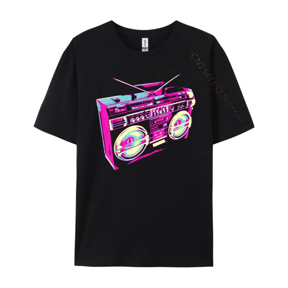 Cool Cassette Boom Stereo Music Player Box Design Funny Shirts Shirts Harajuku Comfortable TShirt Casual