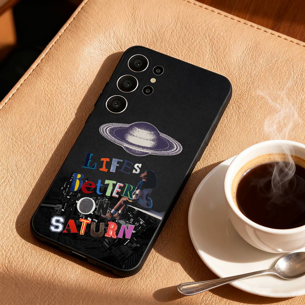 S-Saturn S-Solar system Phone Case For Samsung S26,S25,24,23,22,30,21,10,9,Ultra,Plus,Lite,Black Soft Case