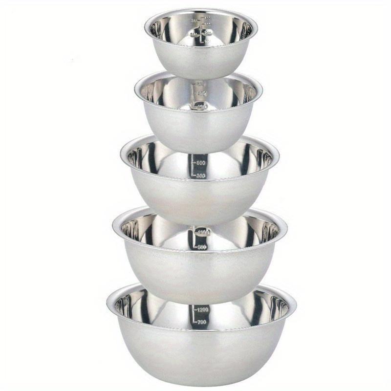 5pcs/Set Stainless Steel Mixing Bowls Non Slip Nesting Whisking Bowls Set Mixing Bowls For Salad Cooking Baking