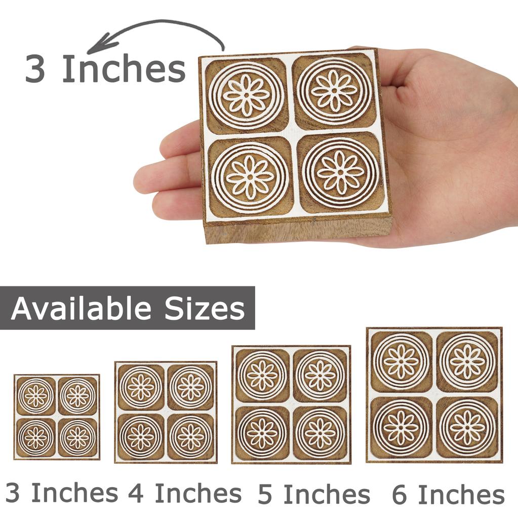 IBA Indianbeautifulart Textile Printing Block Asian Tile Motif Hand Carved Wooden Stamp Wood Block Printing Textile