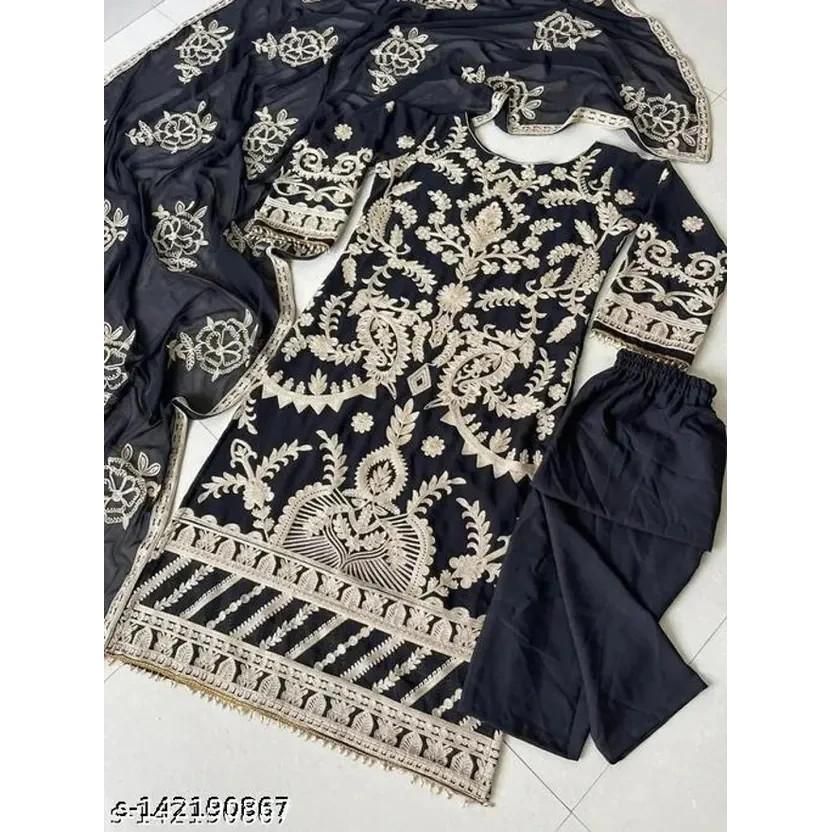 Pakistanisches Party-Salwar-Kameez Indisches Bollywood-Oberteil Kurta-Hosen-Dupatta-Set