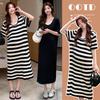 2026 Summer Knit Striped Maternity Dress