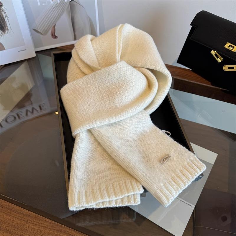 High Quality 100% Wool Scarf Women Men Autumn Australian Pure Wool Knitted Muffler Female Male Solid Simple Decorate Scarves