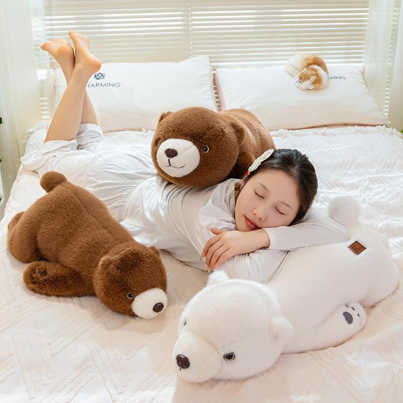 Cute Soft Lying Down Polar Bear Doll Plush Toy Bear Hug Bear Doll Children Soothing Doll