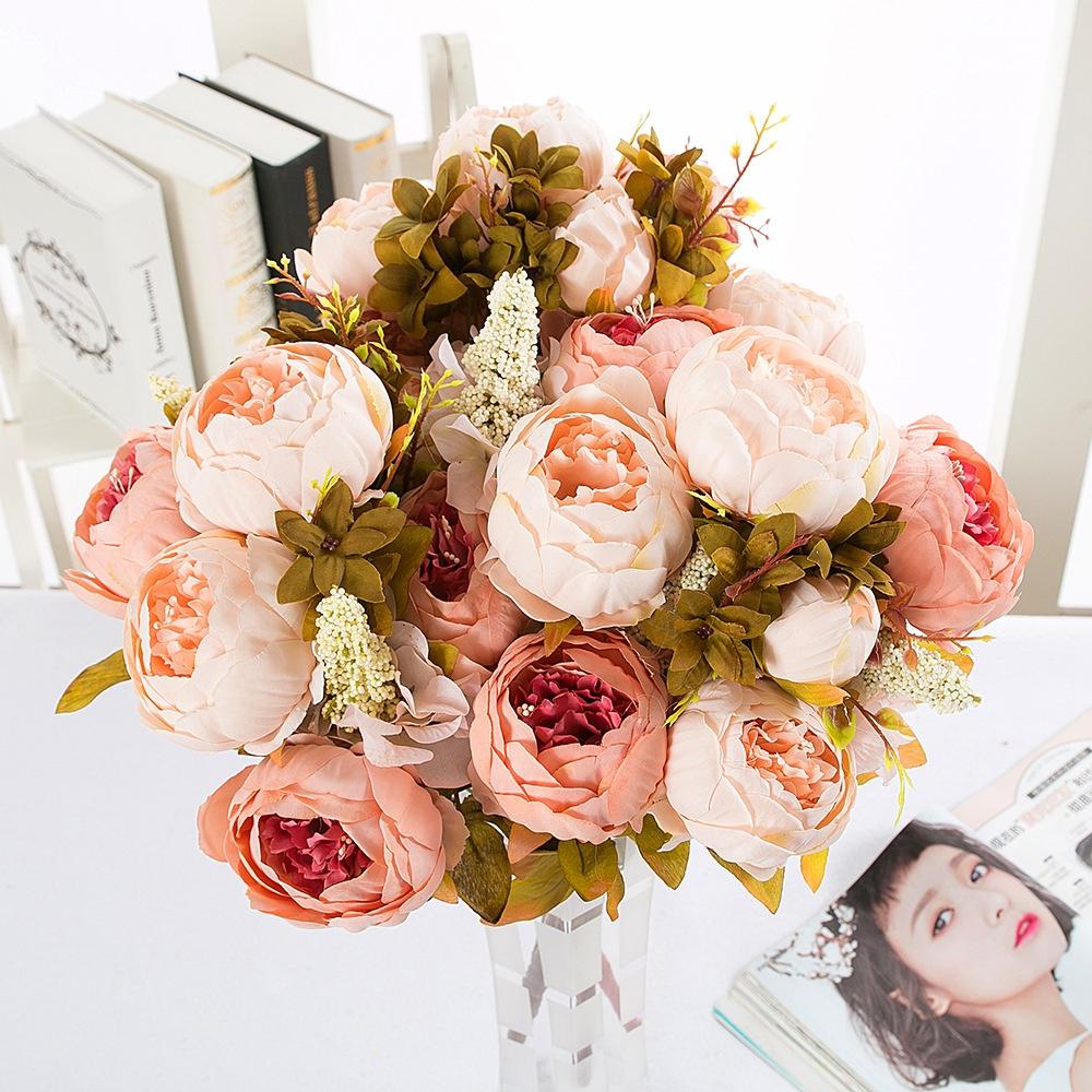 Very Beautiful 13 Heads Peony Flowers Fake Artificial  for Home Decorative Party Flowers
