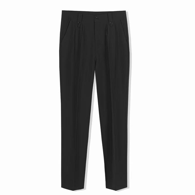 New nine-point straight trousers loose men's high-end non-ironing summer thin suit pants casual pants men
