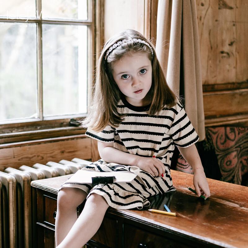 LELE JOVE Girls  Striped Short Sleeve T-Shirt 90