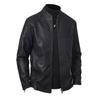 Men S Pu Leather Jacket Casual Loose Stand Collar Mid Length