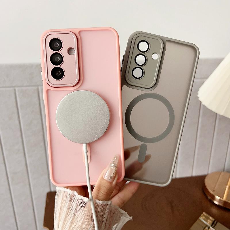 Luksusowe matowe etui magnetyczne do Samsung Galaxy S25 S24 S23 Ultra Plus A36 A35 A56 A55 A26 A16 A15 A06 A05 Pokrowiec z obsługą ładowania bezprzewodowego