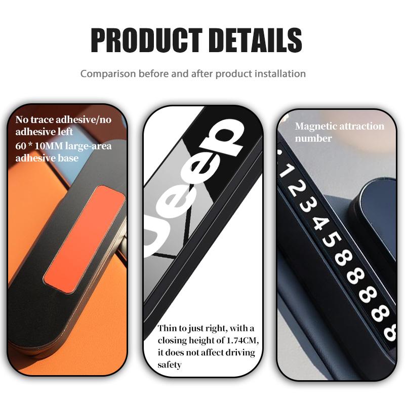For Jeep Car Parking Card Telephone Number Card Hidden Parking Plate Compass Renegade Cherokee Wrangler JK Patriot Liberty AJW1
