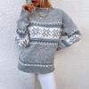 Women's Autumn/Winter Snowflake Pullover Sweater with Semi-High Neck