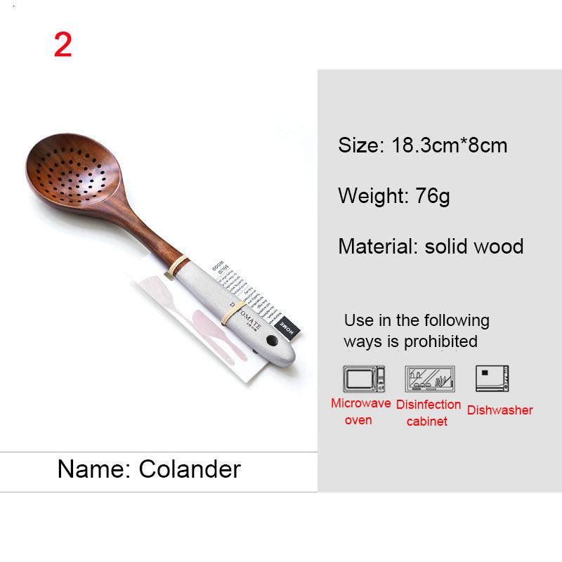 Wooden Cooking Pots Set Rice Soup Serving Spoon Solid Wood Kitchen Utensils Accessories Cookware Set Non Stick Handle Shovel