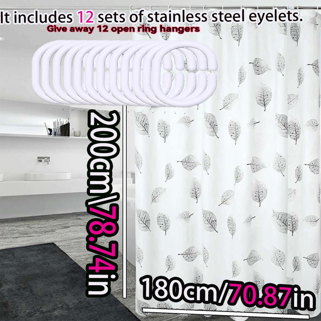 Simple air fresh leaves bathroom shower curtain shielding partition Shower curtain can be scrubbed light opaque