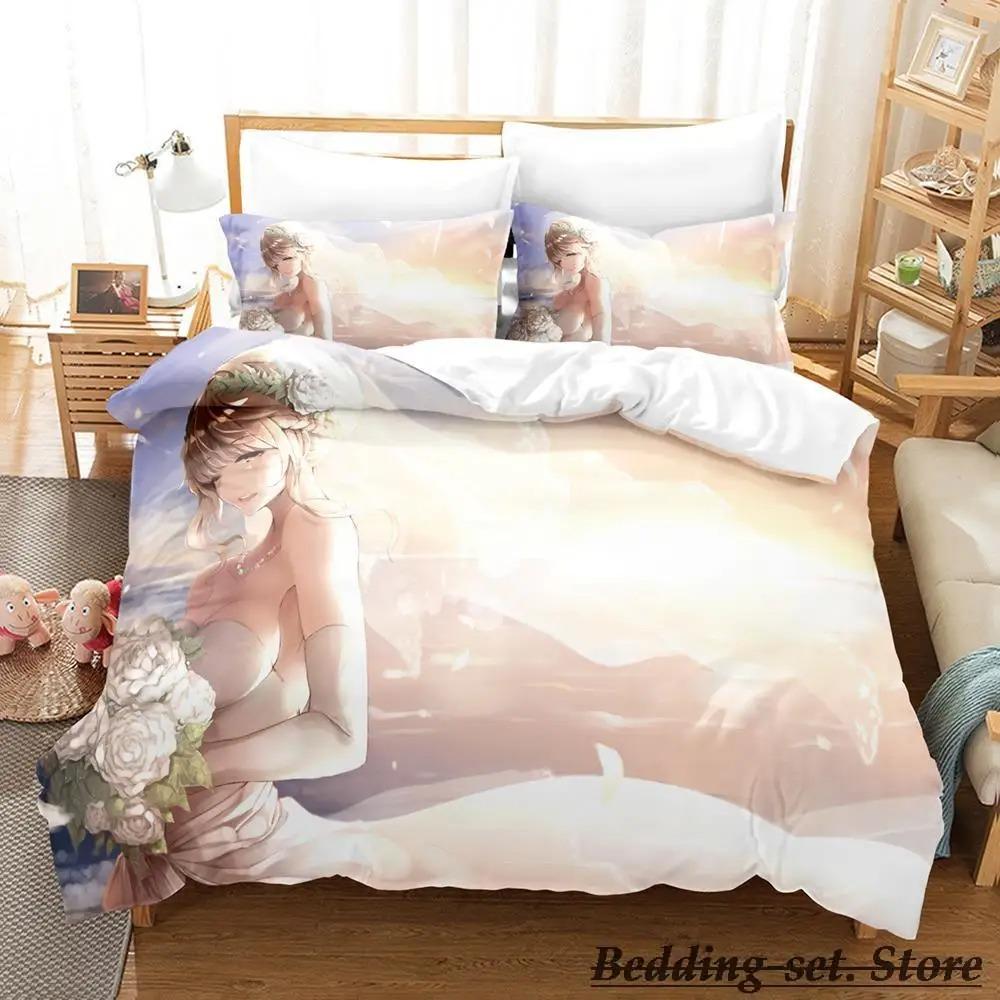 Anime Hochzeitsbettwäsche-Set Einzelbett Twin Full Queen King Size Bettset Erwachsener Kind Schlafzimmer Bettbezug-Sets Anime Bettwäsche-Set