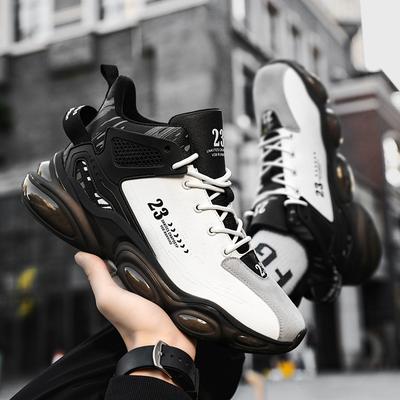 Spring Men's Shoes New Breathable Leather Surface Aj High-top Basketball Sports Running Shoes Men's Height-increasing Casual Dad Trendy Shoes