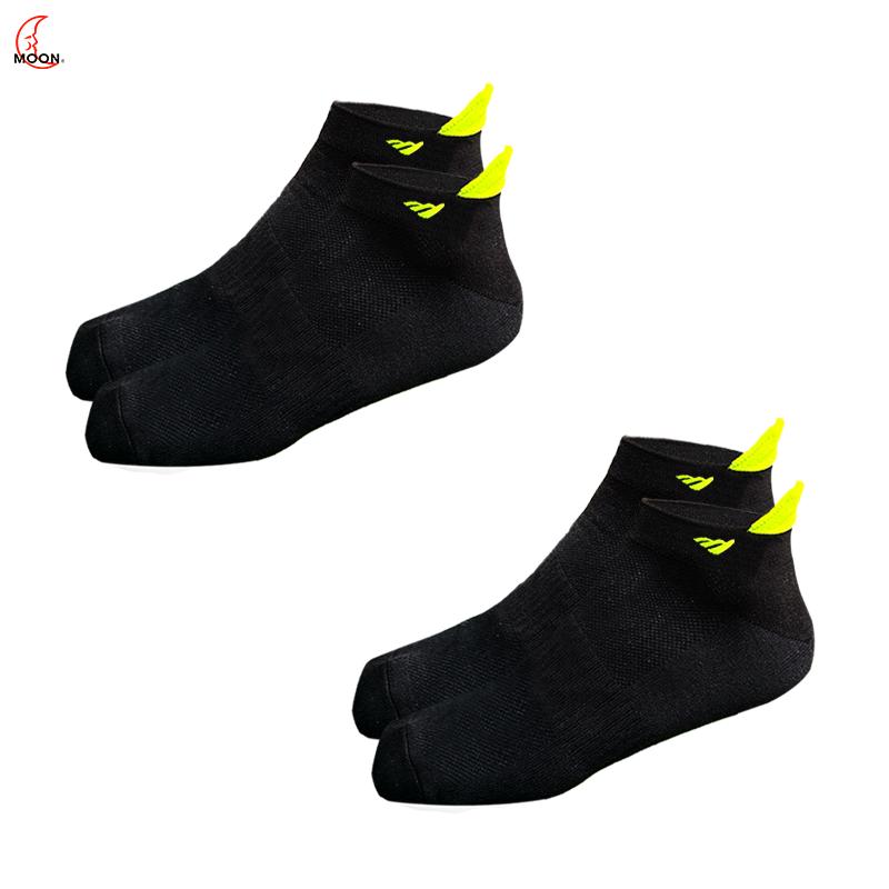 MOON Antibacterial & Odor-Control Cycling short Socks with SuperFresh Tech - Durable Breathable Sports Socks for Outdoor Biking