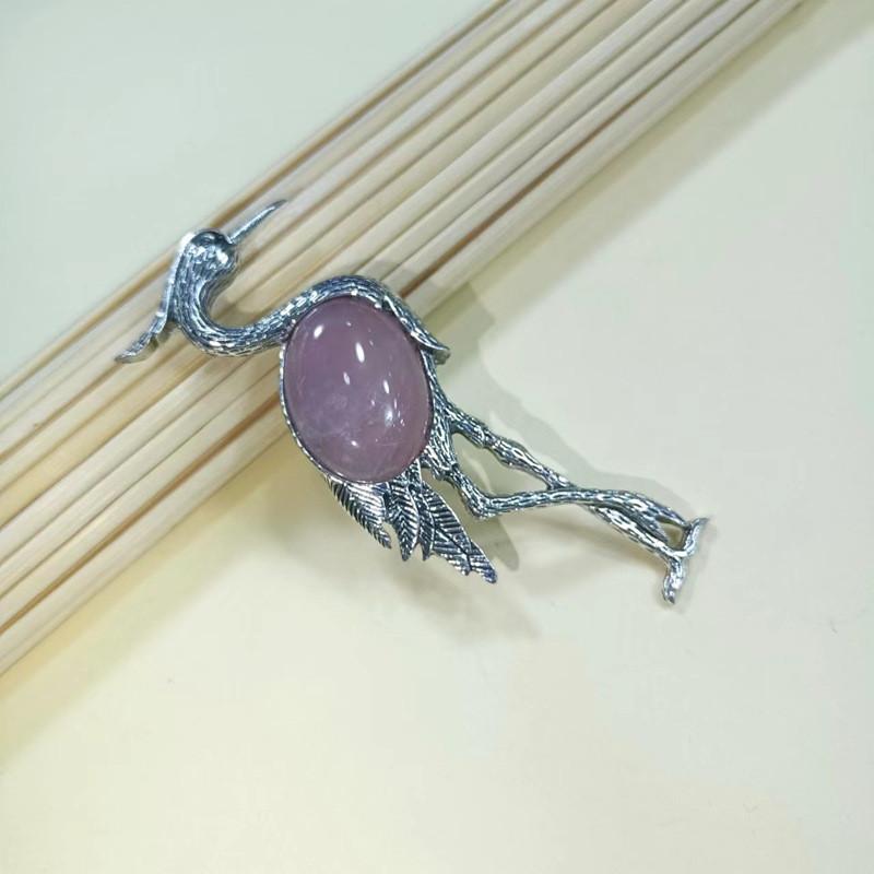 Fairy Tale Animal Brooch Pendant In Purple Crystal And Agate For Fashion Lovers