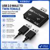 Kebidu 2.0 USB-splitter 1 hane till 2 portar hona USB-hubbadapteromvandlare för telefon bärbar dator PC-dator laddningstillbehör