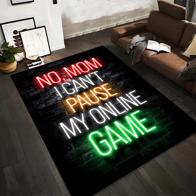 

Colorful Neon Quote Carpet - No Mom I Can’t Pause My Online Game Suitable for use as an anti-slip for living room bedroom sofas 40x60cm( 15x23in )