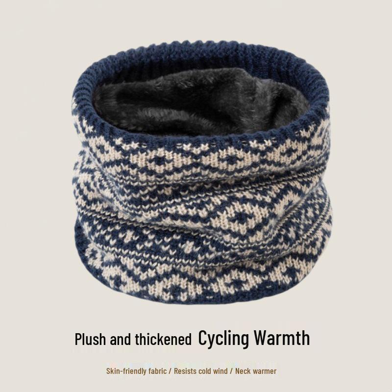 Thickened Winter Knit Neck Warmer with Fleece Lining - Plush, Warm, Outdoor Casual Single Loop