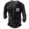 Men's Fashion Casual Button Loose Long Sleeve Spoof Fun Printed Pullover