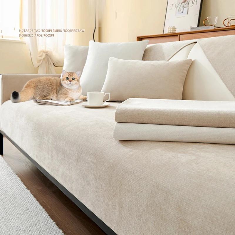 Waterproof Chenille Sofa Cover Mat Four Seasons Universal Non-Slip Couch Slipcover L-shaped Sofa Towel Protector for Living Room