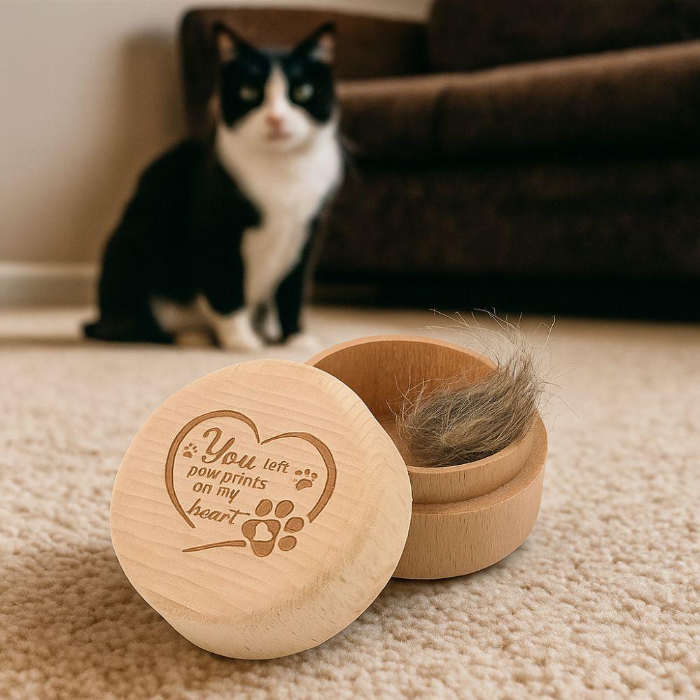 Wooden Pet Hair Keepsake Box Durable Pet Memorial Box Storage Box  For Dog Cat Ashes