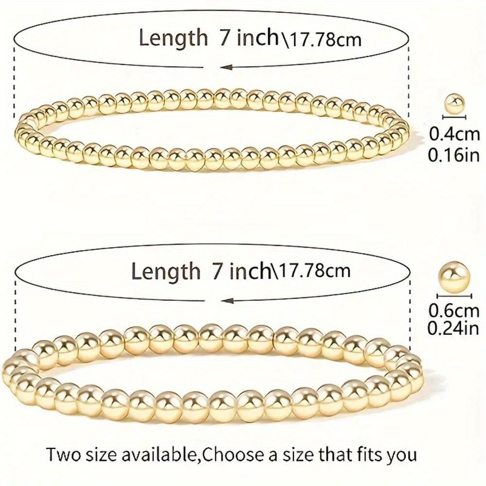 7-teiliges Goldenes Perlenarmband-Set für Damen, Flexibel dehnbar, Minimalistische Perlenarmreifen, Elegantes tägliches und Party-Schmuckzubehör