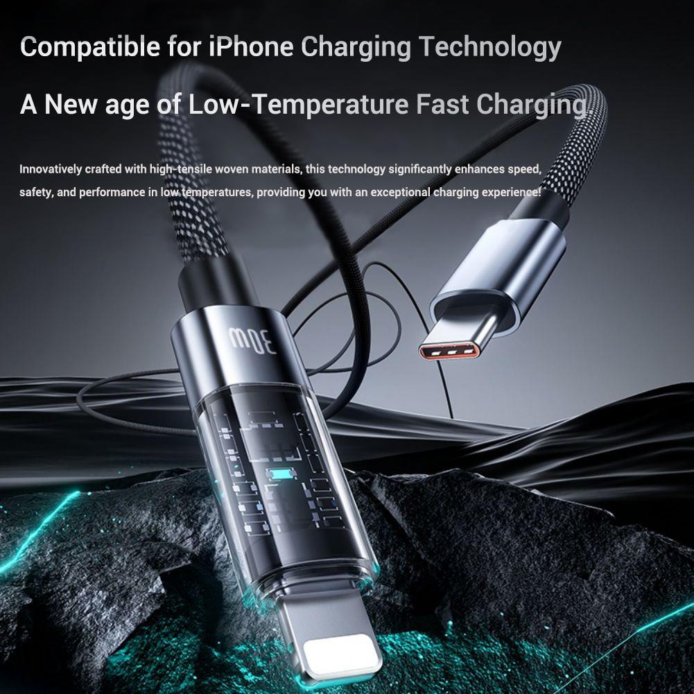USB C Male To Lighting Male Charging Cable Compatible For IPhone 15 PD 30W Data Cable Fast Charge Cord With Indicator Light