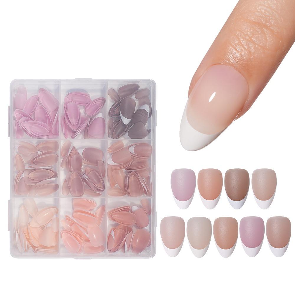 270Pcs Reusable Nude Natural Soft Nail Tips Set 9 in 1 Long Artificial Nails Girls