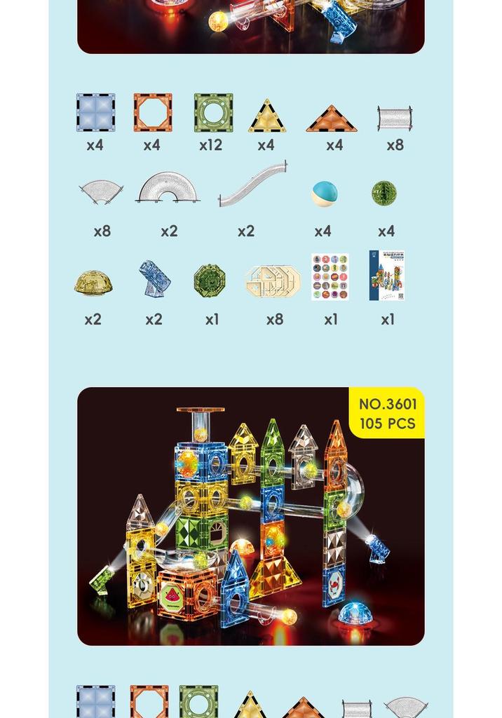 Digefei Magnetic Building Blocks: Educational Diamond Drill, Roller Ball Track, Colorful Lights, Strong Magnet, Pipe & Surface Sheets.