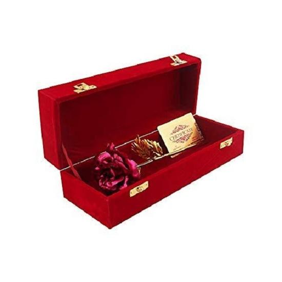 Artificial Golden Flower In Red Velvet Box - Elegant Decorative Piece for Home or Office - Ideal Gift for Special Occasions and Loved Ones