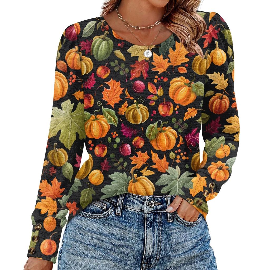 Women's Halloween Print Fashionable Long-sleeved Top