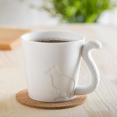 Cat Ceramic Mug with Animal's Tail Handle