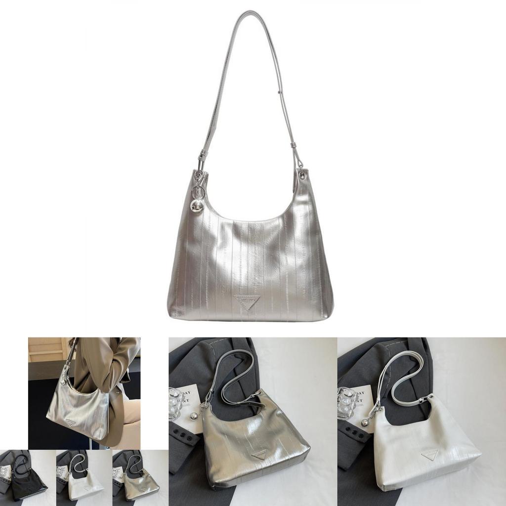Stylish Silver Minimalist Large Capacity Tote Bag For Casual Everyday Use
