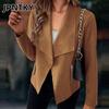JPNTKY Γυναικεία Vintage Casual Μονόχρωμη με Εκτύπωση Φθινόπωρο Χειμώνας Μακρυμάνικα Μπουφάν & Παλτό με Λαιμό Πόλο