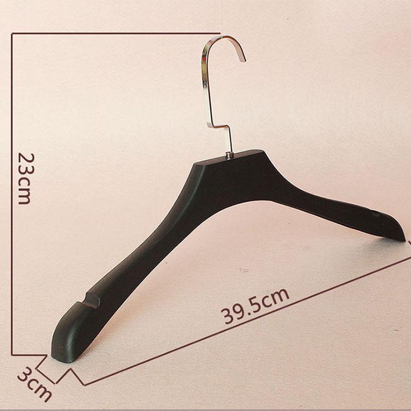 Wide Shoulder Non-Slip Black Plastic Hanger with Imitation Wood Grain and Pants Clip, Unisex Style, Traceless Design.