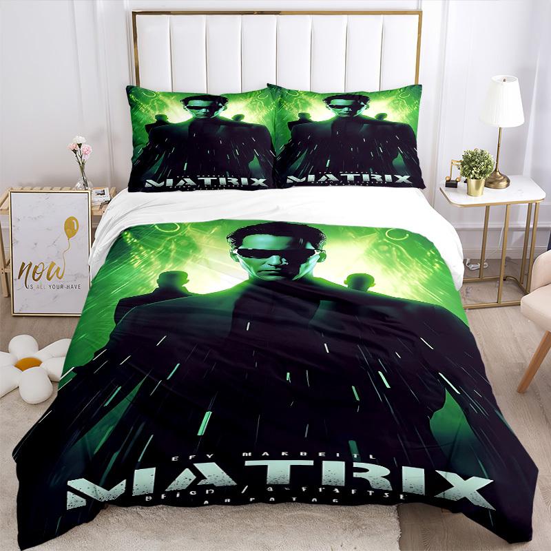 3pcs The Matrix Bedding Set, Soft Polyester Duvet Cover and Pillowcases Machine Washable Seasons all suitable 46