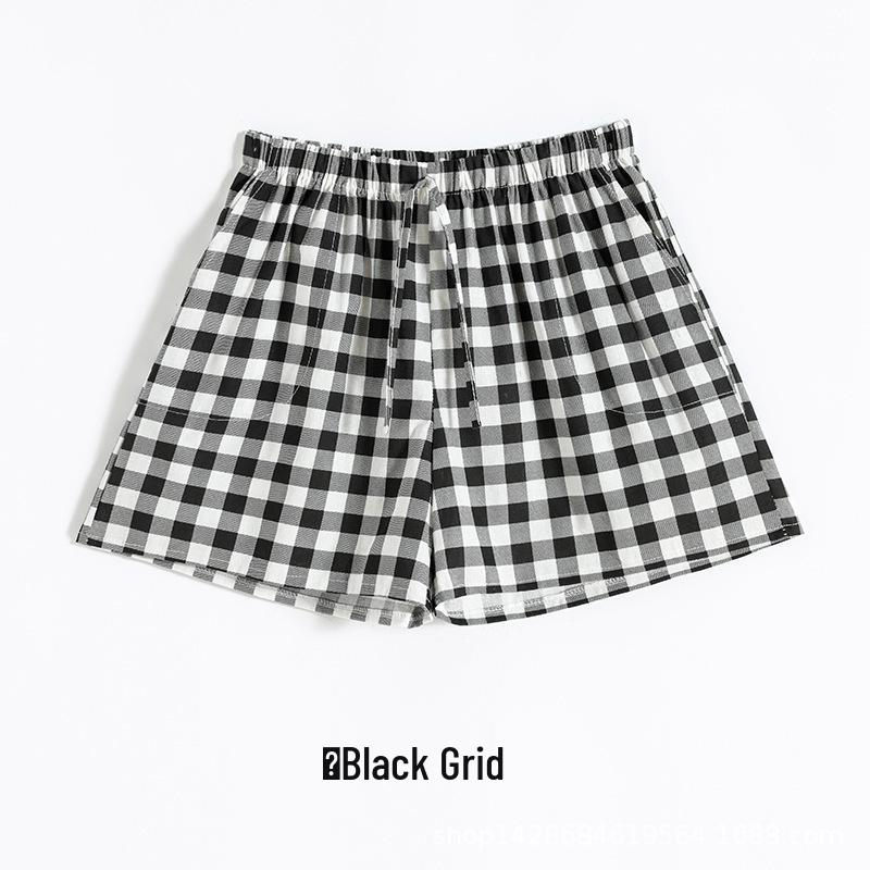 2022 Summer Women's Casual Cotton Linen Plaid Wide-Leg Shorts, Plus Size