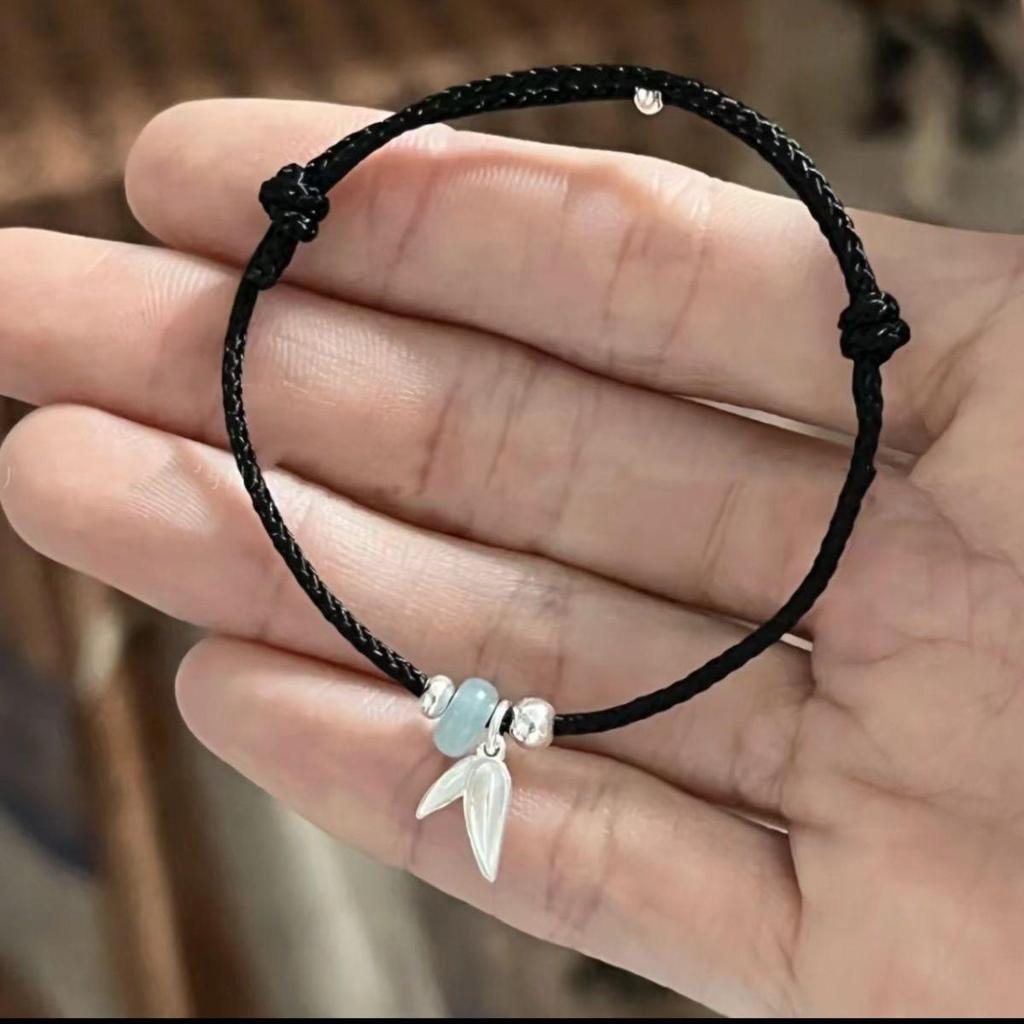 Handmade Red Rope Bracelet: Bamboo Leaf & Fish Design, Perfect for Couples or Best Friends