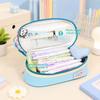 Cartoon Large Capacity Color Block Pen Case With Creative Design For Students And Office Use