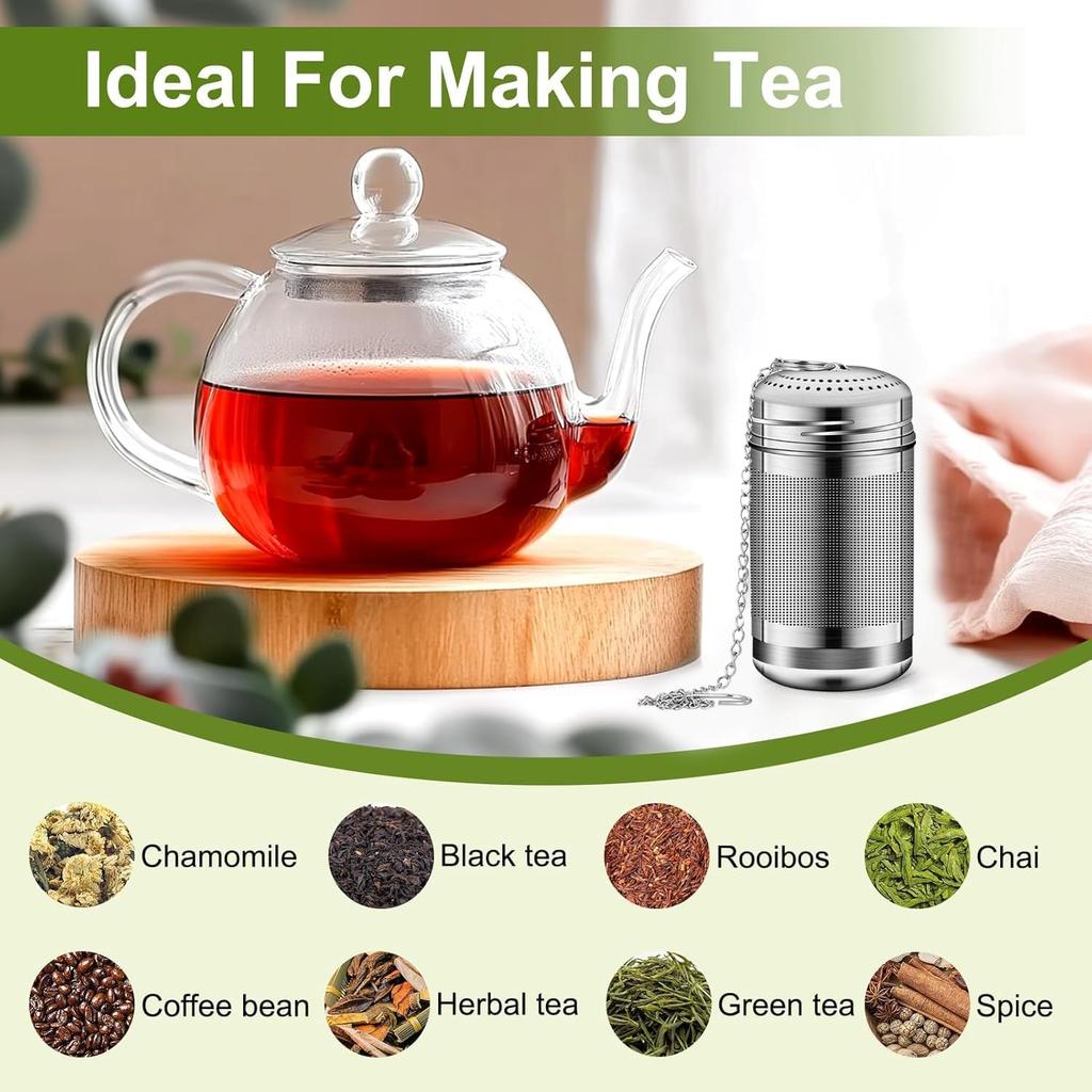 Tea Infuser,304 Stainless Steel Tea Strainers for Loose Tea,Loose Leaf Tea Steeper,Fine Mesh Tea Ball holder with Chain Hook and Lid,Reusable Tea