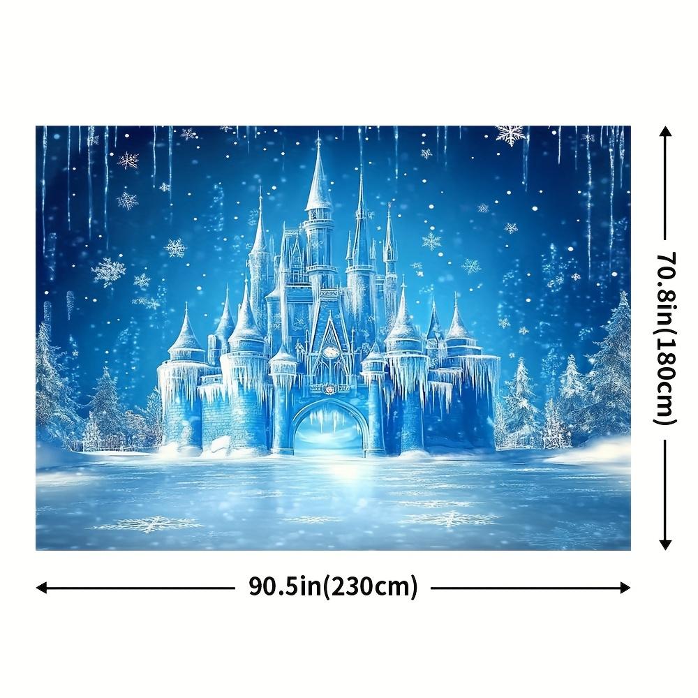 Winter Wonderland Christmas Background - A blue ice castle with snowflakes perfect for holiday parties and outdoor decorations.