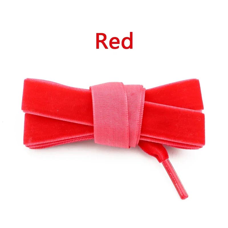 1.5CM Width Velvet Flat Shoelaces Snow Yarn Satin Silk Ribbon Shoelace Fashion Sneakers Shoe Laces for Woman 100/120/140/160cm