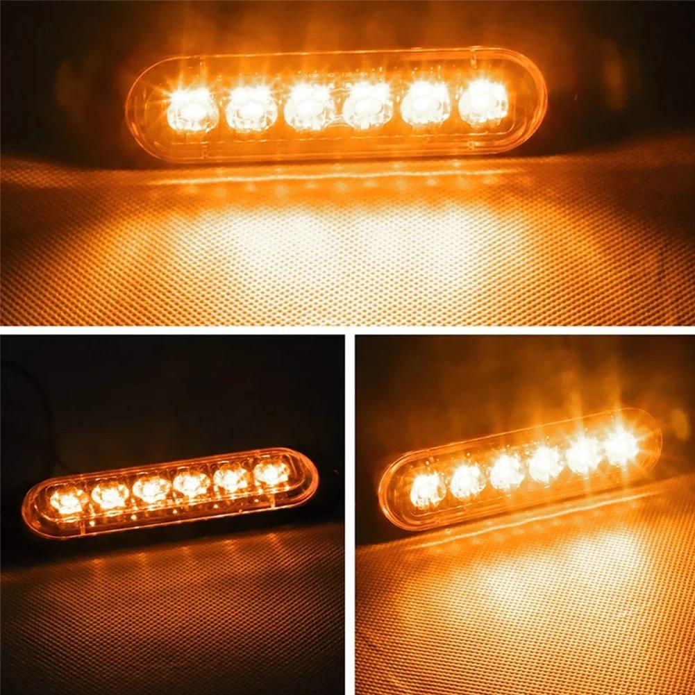 12V 24V Red Yellow White 6 LED Side Marker Warning Lights Signal Light Clearance Fog Lamp For Truck Trailer Caravans Boat RV Car